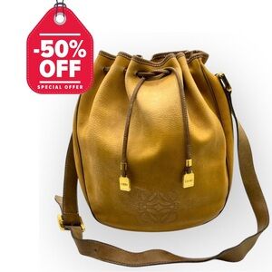 Elegant Loewe Tan Leather Bucket Bag